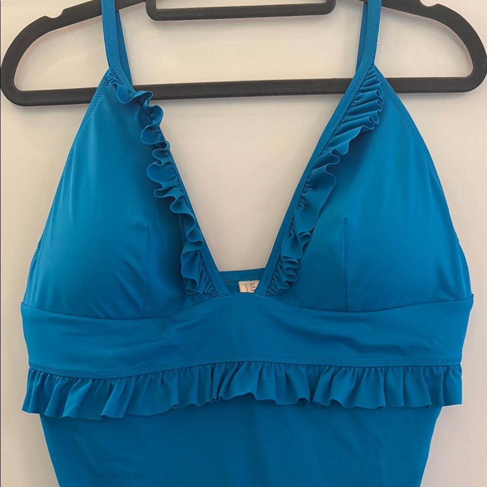 Bare Necessities Blue Ruffle One Piece Swimsuit - Picture 2 of 3